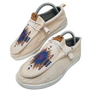 Aztec Southwestern Simply Southern Cream Canvas Slip on Shoes Size 9